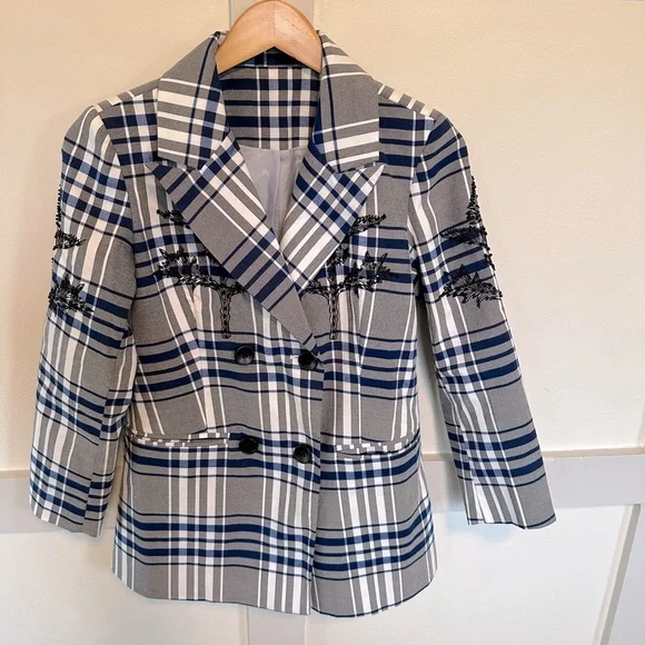 NWOT Blue/Grey Plaid Blazer Small - Picture 1 of 4